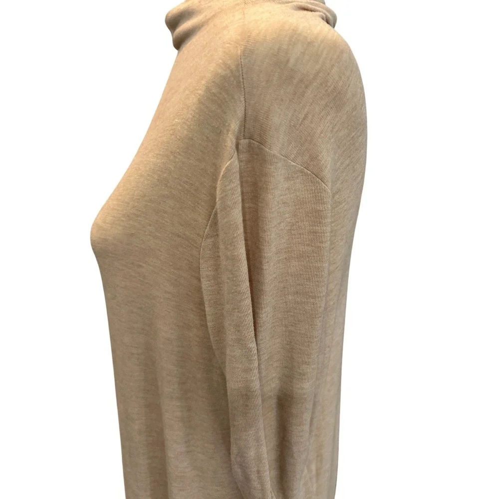 Mod Ref Long Sleeve‎ Knit Midi Dress Mock Neck Casual Comfort Beige Neutral - Picture 4 of 9